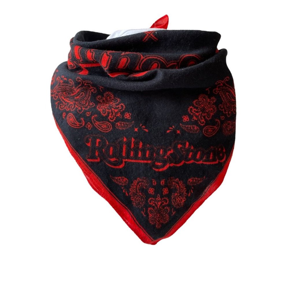 Vtg Eikichi Yazawa x Rolling Stone Japan Bandana Red Black Cotton Rock Promo
